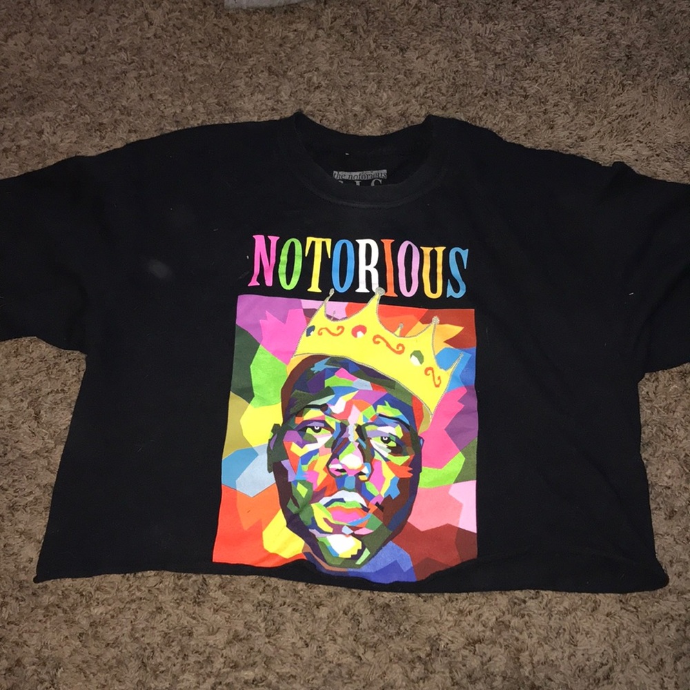 Notorious B.I.G cropped graphic tee